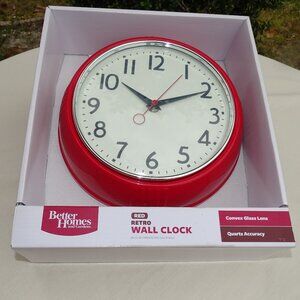 Better Homes and Garden Red Retro Wall Clock New